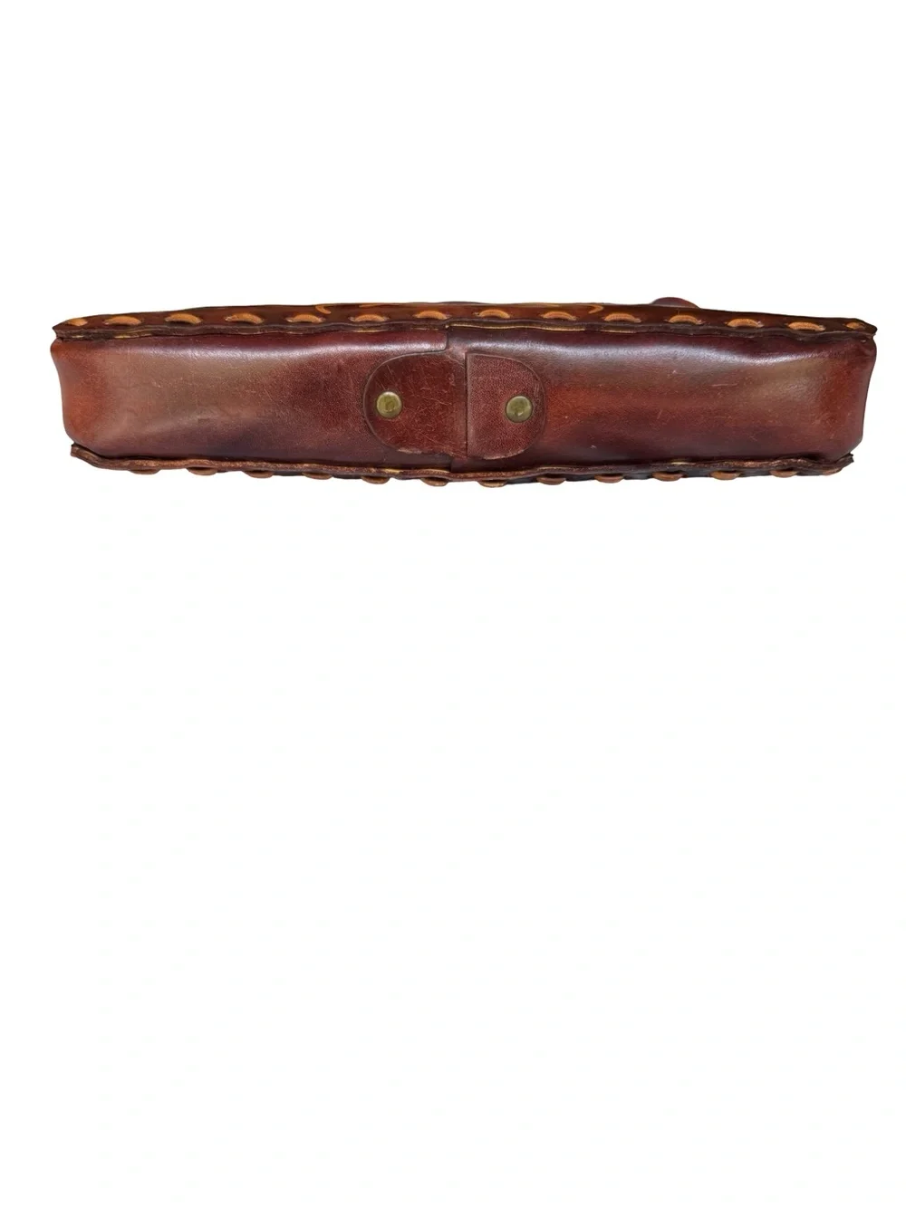Vintage Brown Leather Shoulder Bag with Floral Embossing - Picture 5 of 10